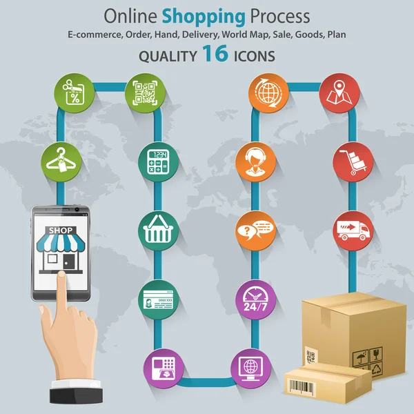 Infográfico de compras na internet —  Vetores de Stock