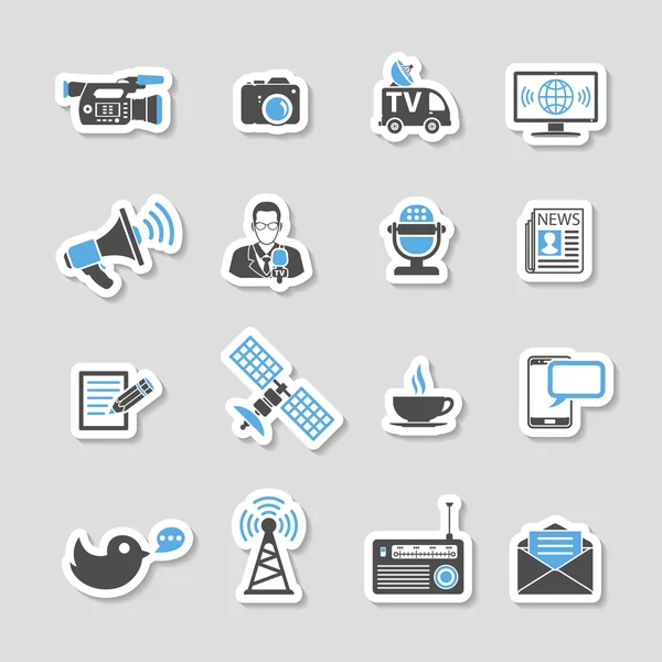 Media en nieuws Icons Sticker Set — Stockvector