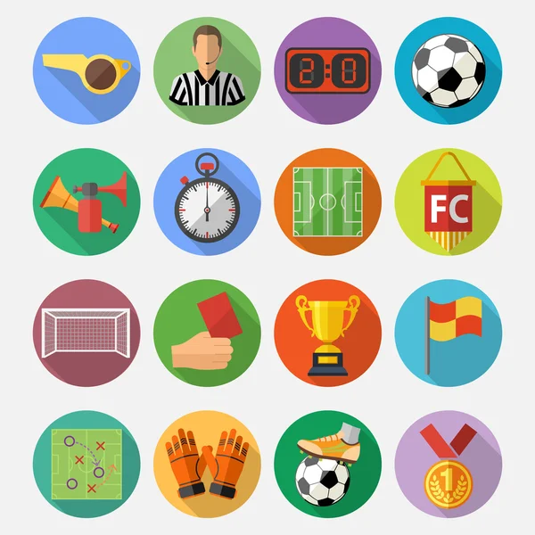 Ensemble d'icônes plates de football — Image vectorielle