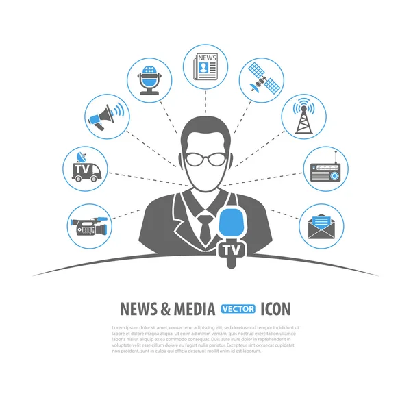 Médias et News Concept — Image vectorielle