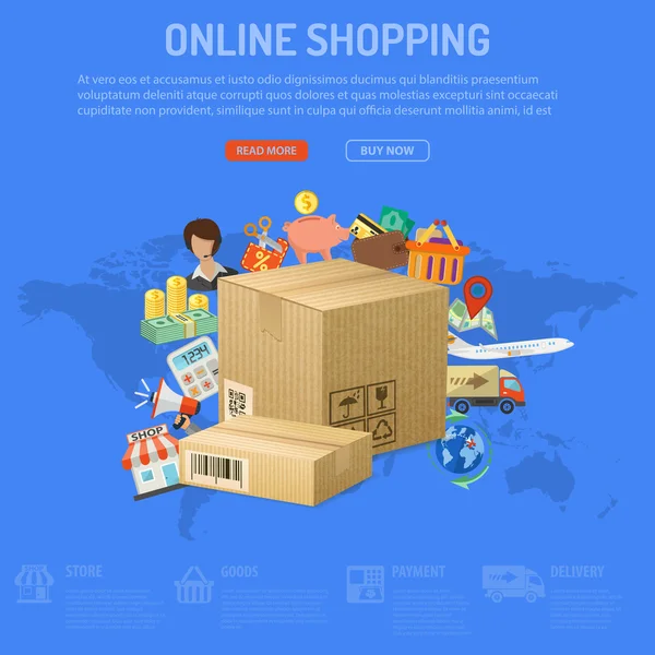 Concetto di shopping online — Vettoriale Stock