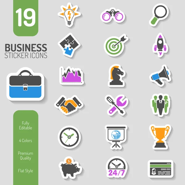 Business Strategy Icon Sticker Set — Stock Vector