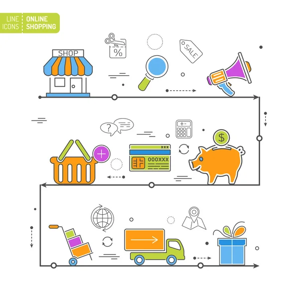 Online Shopping Process — Stock Vector