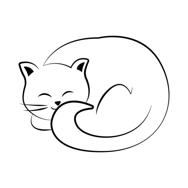 Calligraphy cat line art vector logo isolated — Stock Vector
