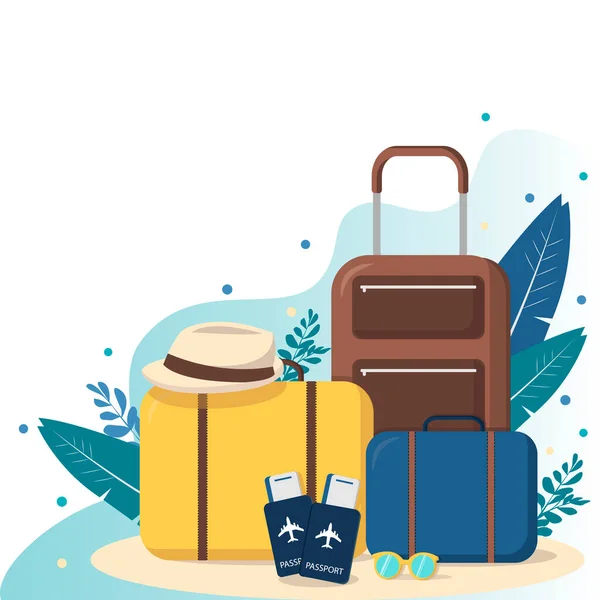 Bandiera da viaggio con valigie. Concetto di viaggio e turismo. — Foto Stock