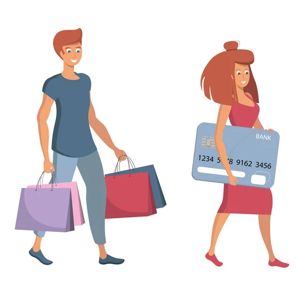 Shopping Tassen, illustratie, online winkelen credit card verkoop — Stockfoto