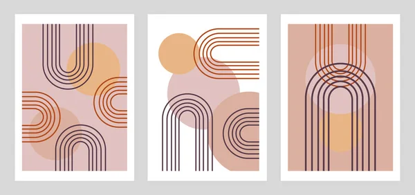 Abstrakter zeitgenössischer Hintergrund mit geometrischen Formen. Moderne minimalistische Plakate. Komposition für Wanddekoration — Stockvektor