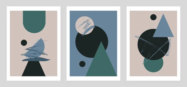 Minimalist geometrik soyut sanat. Duvar dekorasyonu için modern tarz posterler.