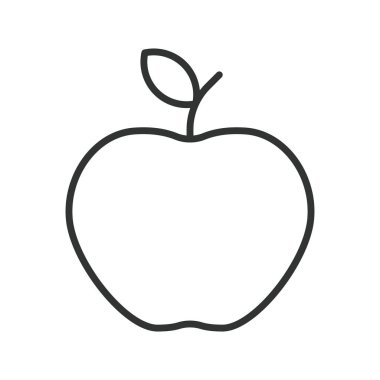 Satır dizaynında meyve ikonu. meyve, elma, beslenme, sağlıklı beslenme, yaşam tarzı, beyaz arka plan vektöründeki refah. meyve biçimlendirilebilir vuruş simgesi