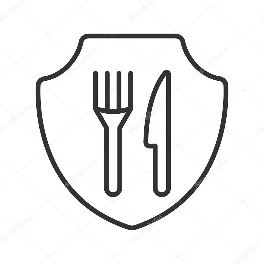 Food safety icon in line design. food safety, nutrition, healthy, meal, wellness, health, hygiene on white background vector. food safety editable stroke icon