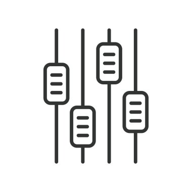 Satır tasarımında denetim ayarları simgesi. Kontrol, ayarlar, ayarlar, sistem, panel, arayüz, beyaz arkaplan vektörü düzenlemesi. Denetim ayarları düzenlenebilir vuruş simgesi
