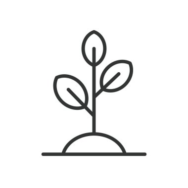 Çizgi dizaynında bitki filizi ikonu. bitki, tarım, büyüme, doğa, eko, sürdürülebilirlik, beyaz arka plan vektöründe tarım. Bitki filizlenebilir vuruş simgesi - yapay zeka oluşturuldu