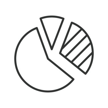 Çizgi tasarımında diyagram simgesi. Diyagram, pasta grafiği, analitik, segmentasyon, paylaşım, KPI, beyaz arkaplan vektöründeki gösterge paneli. Düzenlenebilir diyagram vuruş simgesi