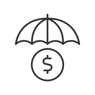 Hat tasarımında sigorta simgesi. Sigorta, koruma, sigorta, risk yönetimi, poliçe, prim, beyaz arka plan vektörü üzerinde hak iddia etme. Sigorta düzenlenebilir vuruş simgesi