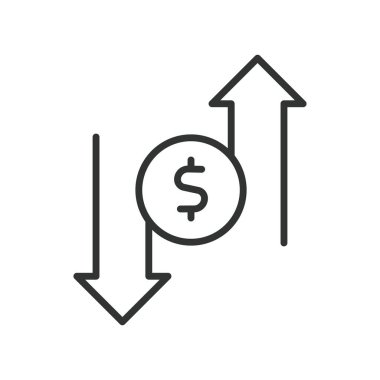 Satır dizaynında hisse simgesi. Hisse senedi, piyasa, fiyat, trend, düşüş, dengesizlik, beyaz arka plan vektörü üzerinden ticaret. Hisse senedi düzenlenebilir vuruş simgesi