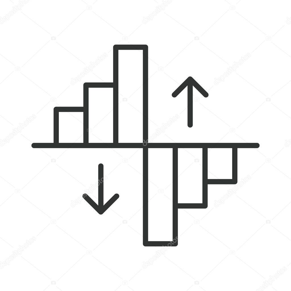 Volatility icon in line design. volatility, risk, drawdown, variance, swings, exposure, hedging on white background vector. Volatility editable stroke icon