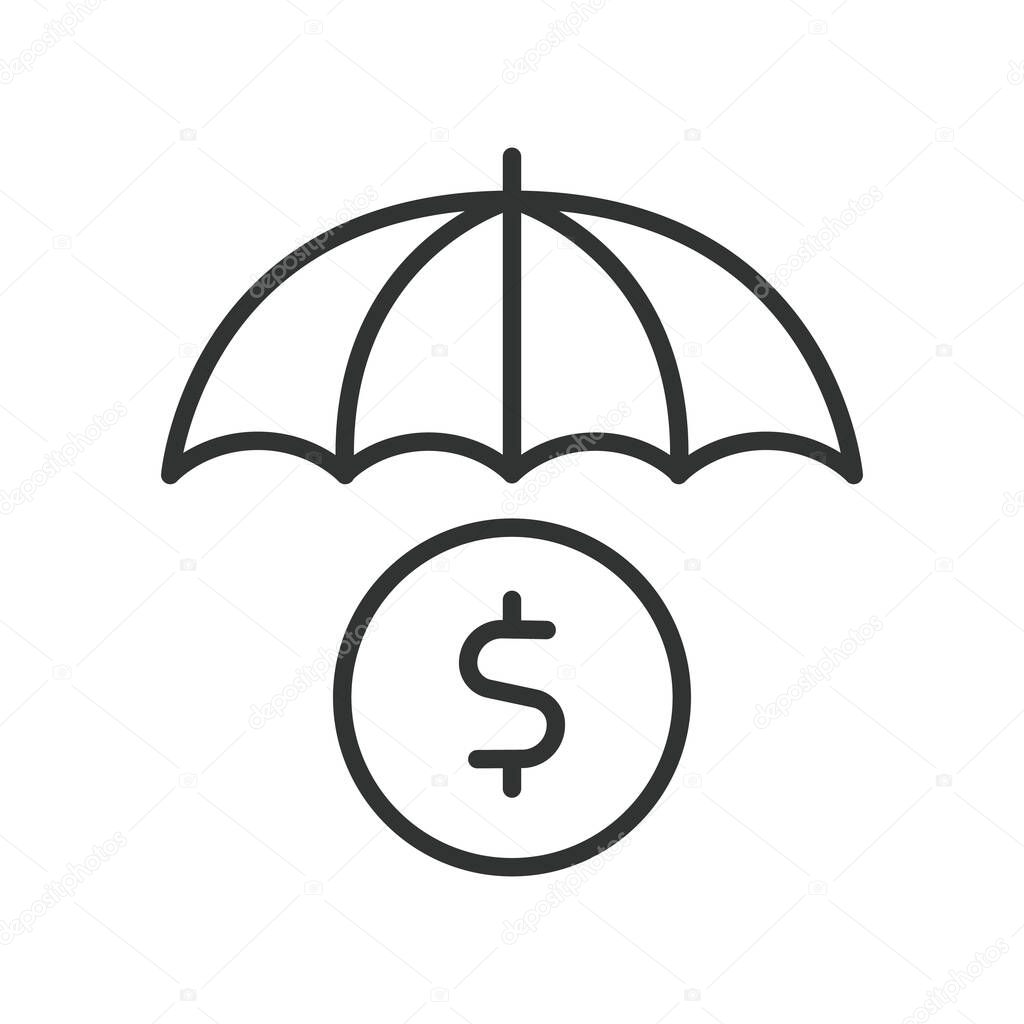 Insurance icon in line design. insurance, protection, coverage, risk management, policy, premium, claim on white background vector. Insurance editable stroke icon