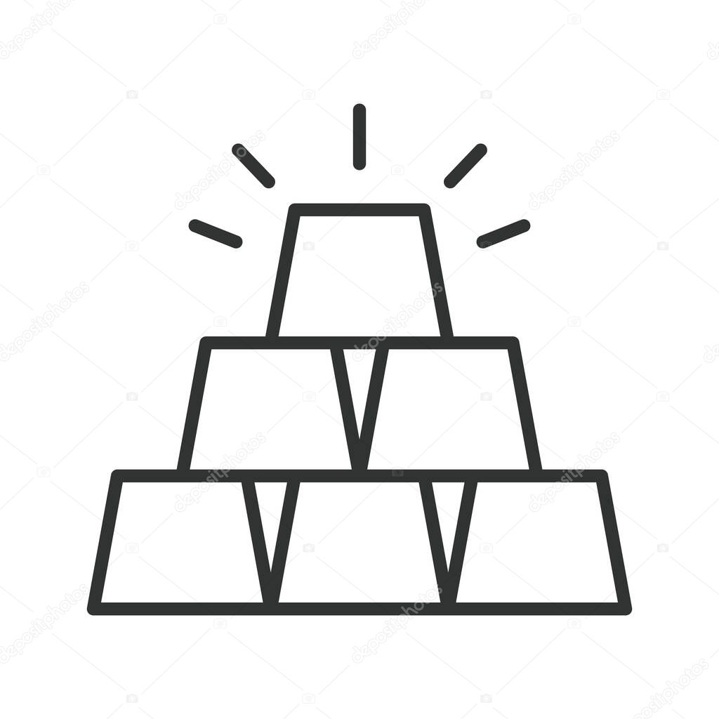 Gold icon in line design. gold, bullion, bar, reserve, precious metal, asset, hedge on white background vector. Gold editable stroke icon