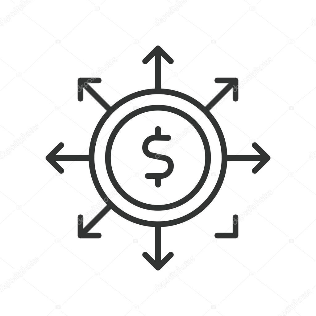 Crowd funding icon in line design. crowd funding, fundraising, donors, backers, platform, campaign, goal on white background vector. Crowd funding editable stroke icon
