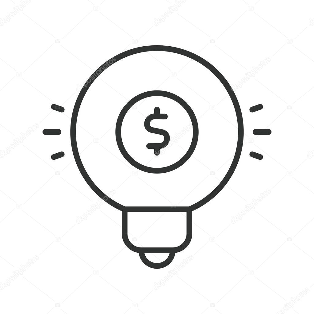 Investment ideas icon in line design. investment ideas, innovation, concept, opportunity, insight, brainstorm, strategy on white background vector. Investment ideas editable stroke icon