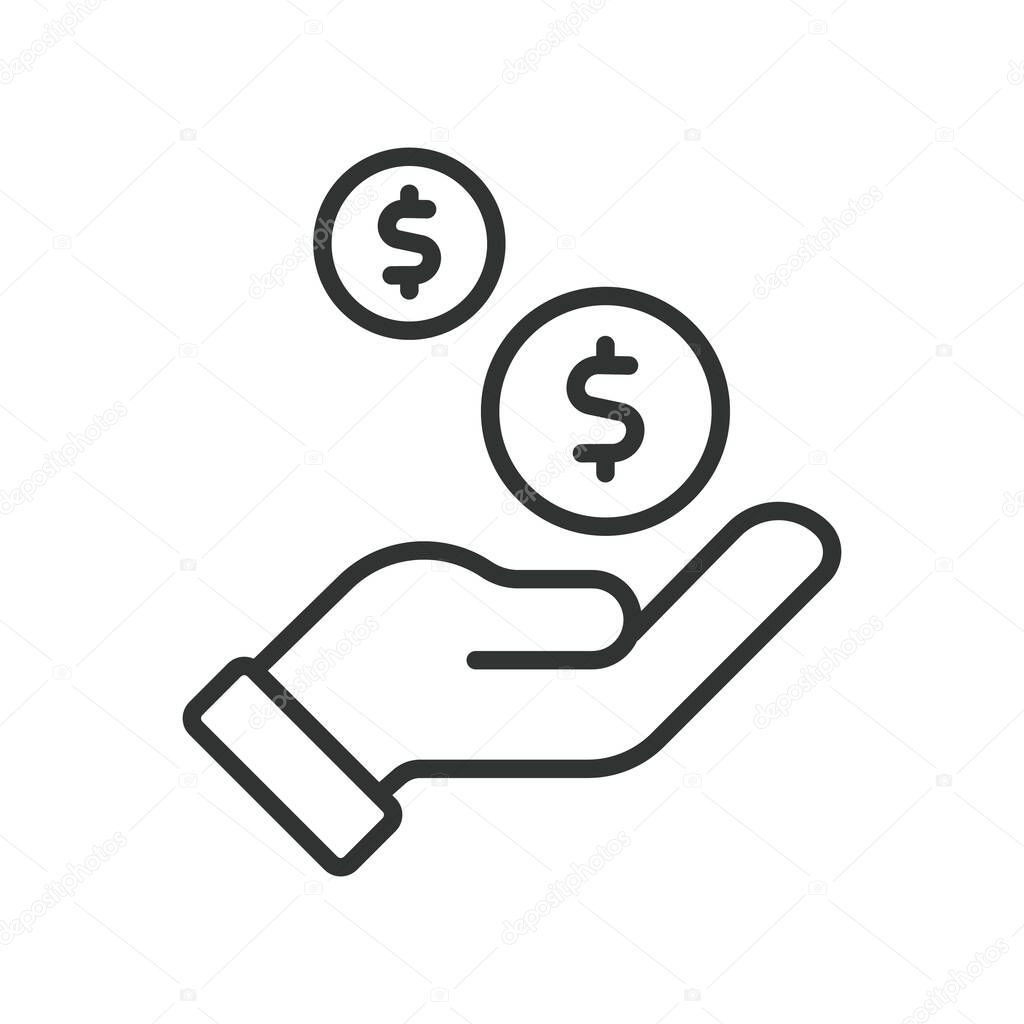 Income icon in line design. income, wage, salary, earnings, cash inflow, payment, paycheck on white background vector. Income editable stroke icon