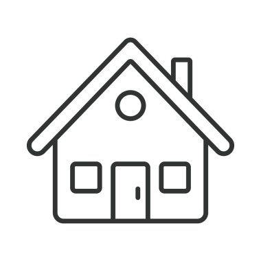 Ev tasarımı simgesi. ev, uzaktan çalışma, hibrit iş, çalışma alanı, konfor, üretkenlik, beyaz arka plan vektörü dengesi. Düzenlenebilir vuruş simgesi