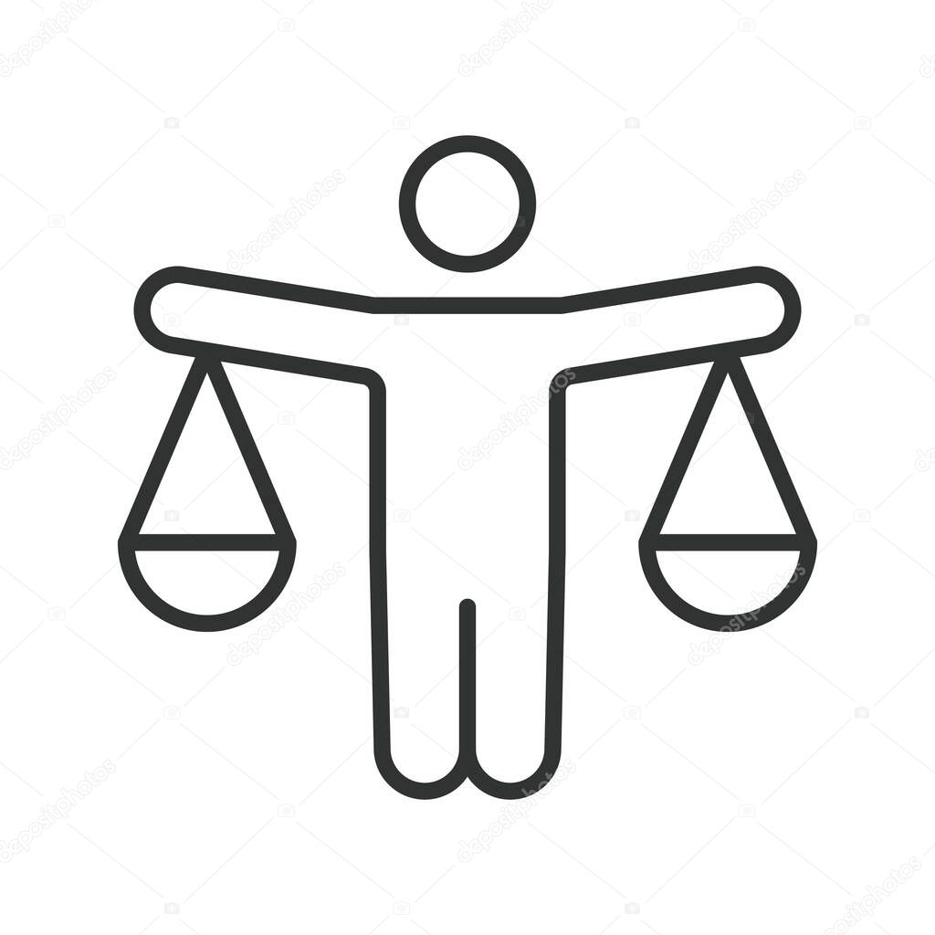 Balance icon in line design. balance, work life, harmony, stability, wellness, productivity, efficiency on white background vector. Balance editable stroke icon