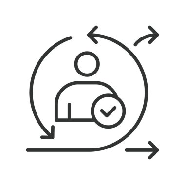 Satır tasarımında uyarlanabilir planlama simgesi. uyarlanabilir, planlayıcı, çevik, esneklik, strateji, yineleme, beyaz arka plan vektöründe gelişme. Uyumlu planlama düzenlenebilir vuruş simgesi