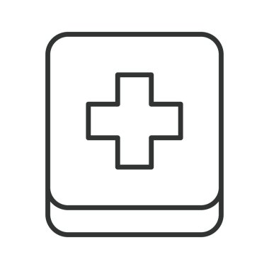 İlk yardım çantası tasarımı. İlk yardım çantası, beyaz arka planda acil durum kutusu. İlk yardım kiti düzenlenebilir vuruş simgesi