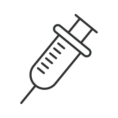 Şırınga ikonu dizayn edildi. Tıbbi şırınga, beyaz arka plan vektörüne aşı iğnesi. Düzenlenebilir şırınga vuruş simgesi