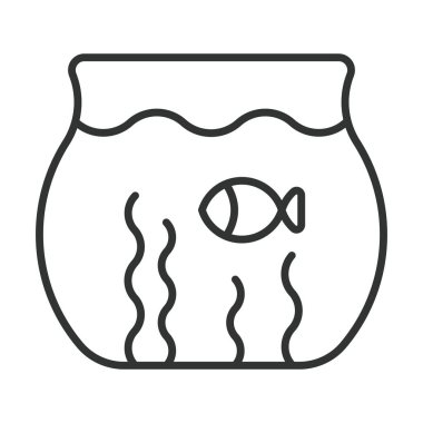 Sıra dizaynında akvaryum simgesi. Akvaryum, akvaryum, ev akvaryumu, beyaz arka planda evcil balık. akvaryum düzenlenebilir vuruş simgesi