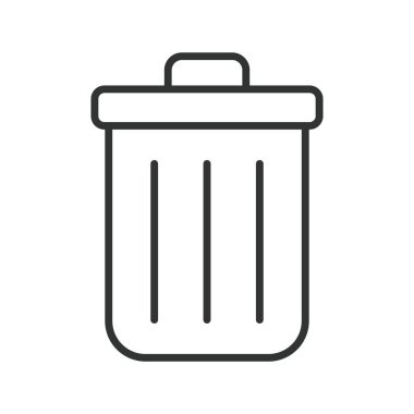 Çöp kutusu simgesi satır dizaynında. Çöp kutusu, çöp kutusu, çöp kutusu, ev hizmetleri, beyaz arka plan vektöründeki çöp konteynırı. Çöp kutusu düzenlenebilir vuruş simgesi