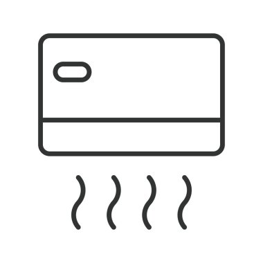 Klima ikonu dizayn edildi. Klima, klima, soğutma cihazı, havalandırma sistemi, beyaz arka plan vektöründeki ev aletleri. Klima değiştirilebilir vuruş simgesi