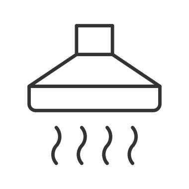 Mutfak kaputu tasarımı. Mutfak kaputu, fırın kaputu, egzoz deliği, havalandırma sistemi, beyaz arka plan vektöründe hava filtresi. Mutfak kaputu değiştirilebilir vuruş simgesi