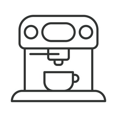 Kahve makinesi tasarımı ikonu. Kahve makinesi, espresso makinesi, içki makinesi, mutfak aletleri, beyaz arka plan vektörüyle demlenen ev yapımı. kahve makinesi, düzenlenebilir vuruş simgesi