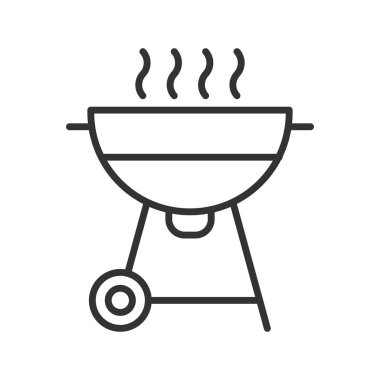 Izgara ikonu dizayn edildi. Izgara, ızgara, açık hava pişirme, ızgara, beyaz arka plan vektöründe ev yemeği. ızgara değiştirilebilir vuruş simgesi