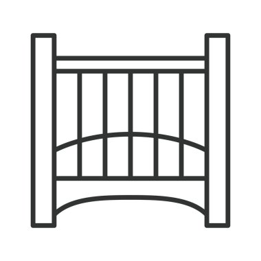 Bebek kutusu ikonu çizgi dizaynında. Bebek kutusu, beşik, çocuk yatağı, beyaz arka planda bebek mobilyası. bebek kutusu düzenlenebilir vuruş simgesi