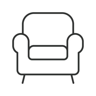 Koltuk tasarımı koltuğu simgesi. Koltuk, yumuşak sandalye, oturma odası koltuğu, beyaz arka planda rahat bir koltuk. koltuk düzenlenebilir vuruş simgesi