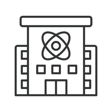 Satır dizaynında araştırma merkezi simgesi. Araştırma merkezi, laboratuvar binası, bilim tesisi, klinik enstitüsü, beyaz arka plan vektörü üzerine tıbbi laboratuvar. Araştırma merkezi düzenlenebilir vuruş simgesi