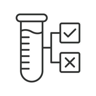 Satır tasarımında sonuç test simgesi. Sonuç testi, sonuç değerlendirmesi, klinik ölçüm, başarı kontrolü, beyaz arka plan vektöründe hata kontrolü. Çıktı testi düzenlenebilir vuruş simgesi