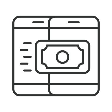 Bağlantısız ödeme akıllı telefon tasarımı simgesi. temassız ödeme, cep telefonu ödemesi, kablosuz ödeme, NFC parası, akıllı telefon işlemi, dinleme ödemesi, dijital finans, beyaz arka planda parasız