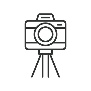 Festival kamerası ikonu dizayn edildi. Kamera, fotoğraf, fotoğraf, tripod, yakalama, beyaz arka plan vektörü festivali. festival kamerası değiştirilebilir vuruş simgesi