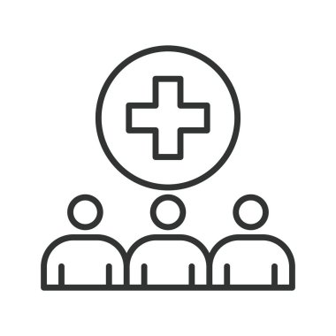 Halk sağlığı grubu, tasarım ikonu. Halk sağlığı, grup, halk, toplum, bakım, destek, beyaz arka plan vektöründeki toplum. Halk sağlığı grubu düzenlenebilir vuruş simgesi