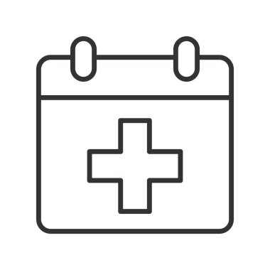 Çevrimiçi kayıt, satır tasarımı simgesi. Çevrimiçi kayıt, dijital sağlık hizmeti, beyaz arka plan vektörü takvimi. Çevrimiçi kayıt düzenlenebilir vuruş simgesi