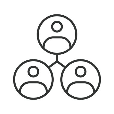 Satır tasarımında insanlar bağlantı simgesi. bağlantı, ilişki, takım çalışması, grup, ağ, etkileşim, beyaz arkaplan vektörü üzerinde işbirliği. insanlar bağlantı kurulabilir vuruş simgesi