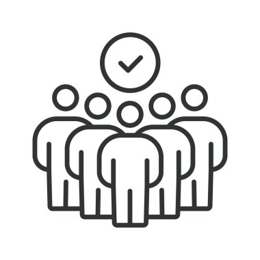 Grup insanlarının tasarım simgesi. grup, insanlar, takım çalışması, iletişim, birlik, işbirliği, beyaz arka plan vektörü üzerine toplantı. grup insanları düzenlenebilir vuruş simgesi