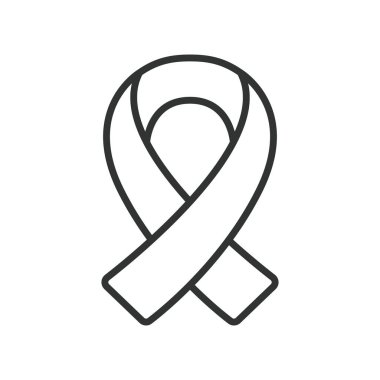 Onkoloji kurdele tasarımı. Kanser farkındalığı sembolü, destek, önleme, sağlık, yardım, beyaz arka plan vektörü umudu. kanser farkındalığı düzenlenebilir vuruş simgesi