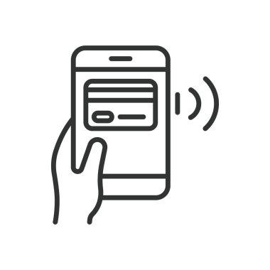 E-bankacılık simgesi dizayn edildi. Mobil bankacılık, çevrimiçi ödeme, beyaz arka planda fintech hizmeti. E-bankacılık düzenlenebilir vuruş simgesi