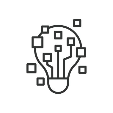 Satır tasarımında yenilik simgesi. yaratıcı fikir, dijital yenilik, beyaz arkaplan vektöründeki teknoloji konsepti. Yenilikçi, düzenlenebilir vuruş simgesi