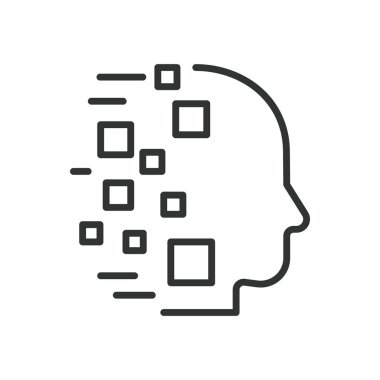 Satır dizaynında insan veri simgesi. Dijital kimlik, kişisel veri, beyaz arkaplan vektöründeki veri gizliliği kavramı. İnsan verisi düzenlenebilir vuruş simgesi